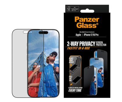 Szkło i folia ochronna PanzerGlass Ultra-Wide Fit Fastfit do iPhone 17 / 16 Pro privacy